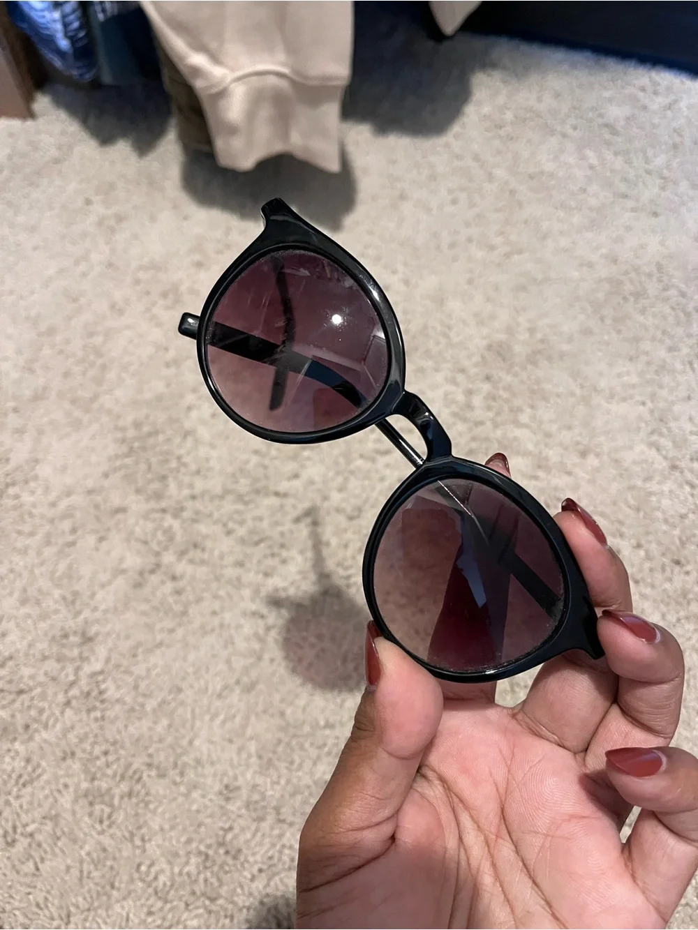 Classic Round Black Sunglasses with Brown Tinted Lenses